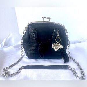 Chillx by LEI Miel Black Faux Leather Crossbody Coin Purse w/Silver Hardware